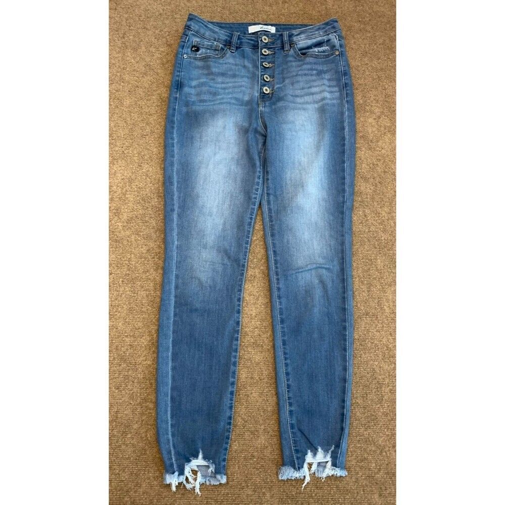 KanCan Jeans Womens 7/27 Greyson High Rise Skinny Shark Bite Hem Stretch Denim
